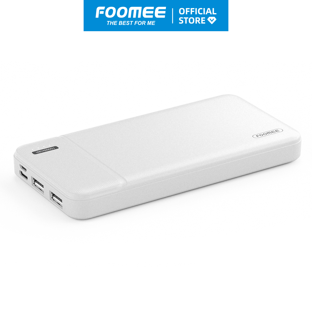 Pin Sạc Dự Phòng 10000mAh FOOMEE RC10 - Màu Đen/Trắng - Sạc 2 Thiết Bị Cùng Lúc - Hàng chính hãng