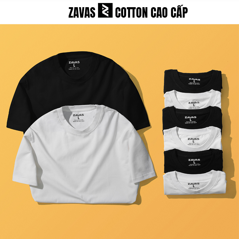 Áo thun nam trơn ZAVAS cổ tròn ngắn tay chất vải cotton cao cấp dày mịn, áo phông nam không gây khó chịu nóng nực, co giãn 4 chiều thoải mái mát mẻ COMBO 2 áo - ZT02 