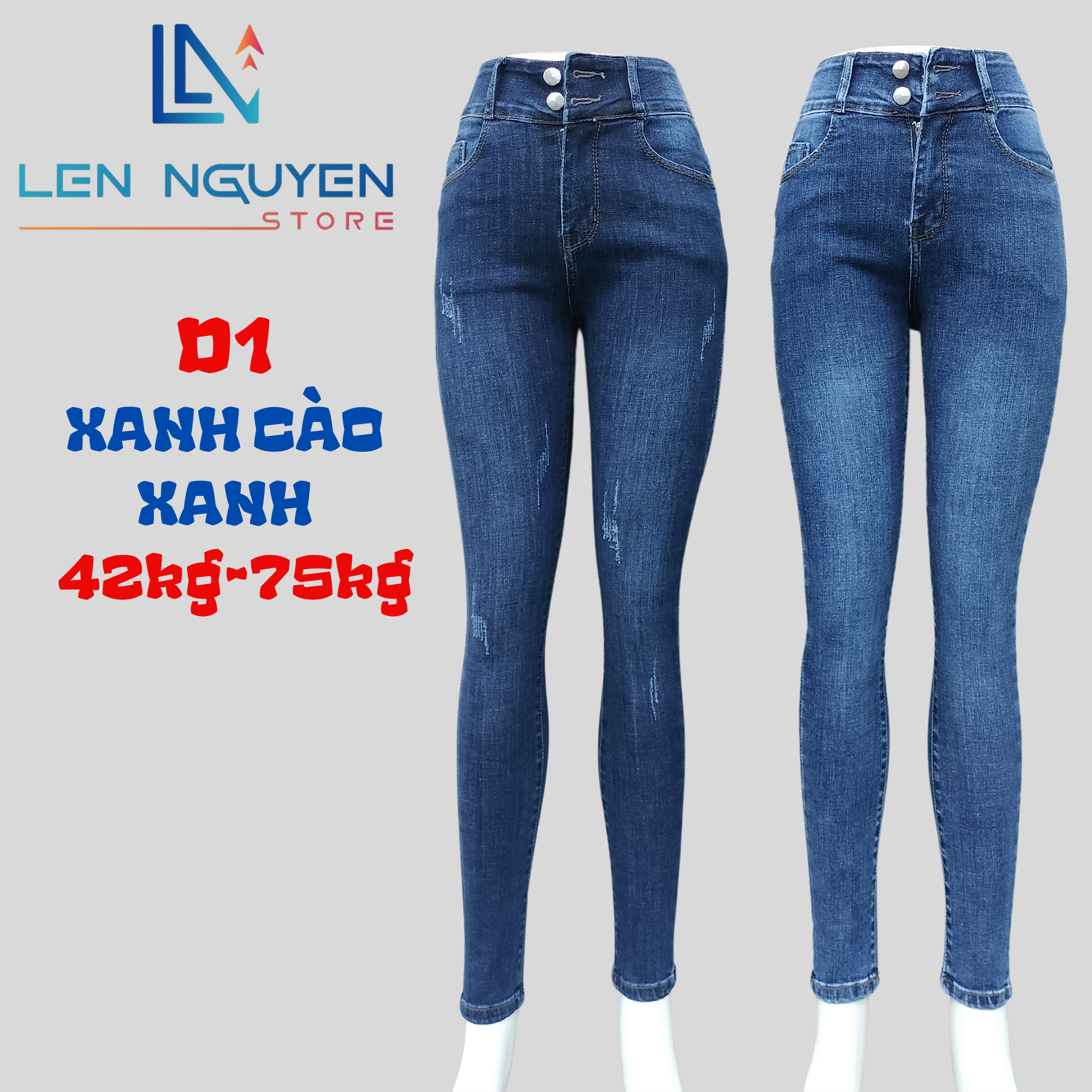 D1_Quần jean nữ, dài, lưng cao, quần bò nữ dáng ôm, quần rin nữ có big size, cho 42kg đến 75kg