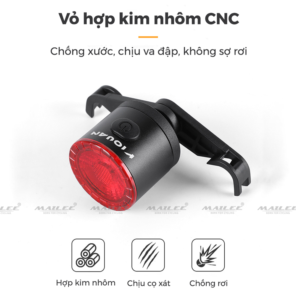 Đèn Đuôi Xe Đạp Thông Minh HJ-078 Chống Nước Cảm Biến Phanh Đi Đêm, sạc Type-C dung lượng 250mAh - Mai Lee