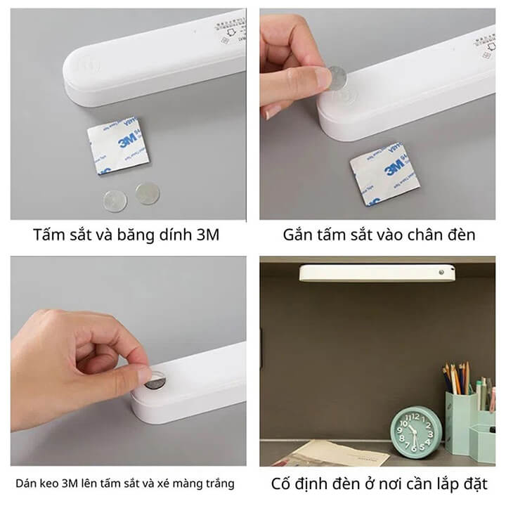 Đèn Học Led Chống Cận Có Điều Khiển Từ Xa Tích Điện 3 Chế Độ Sáng, Đèn Đọc Sách Cảm Ứng Gắn Phòng Ngủ Bàn Trang Điểm