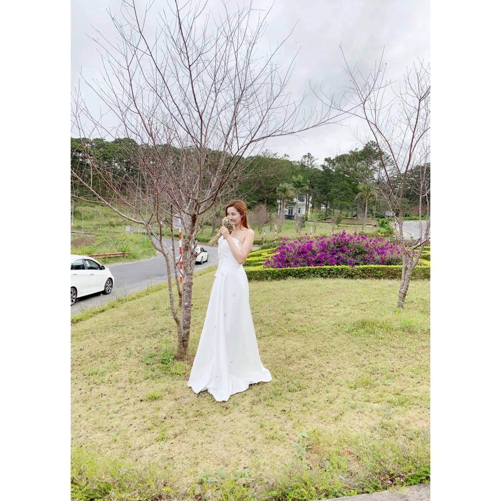 Đầm maxi lệch vai phi đính sao biển sang trọng