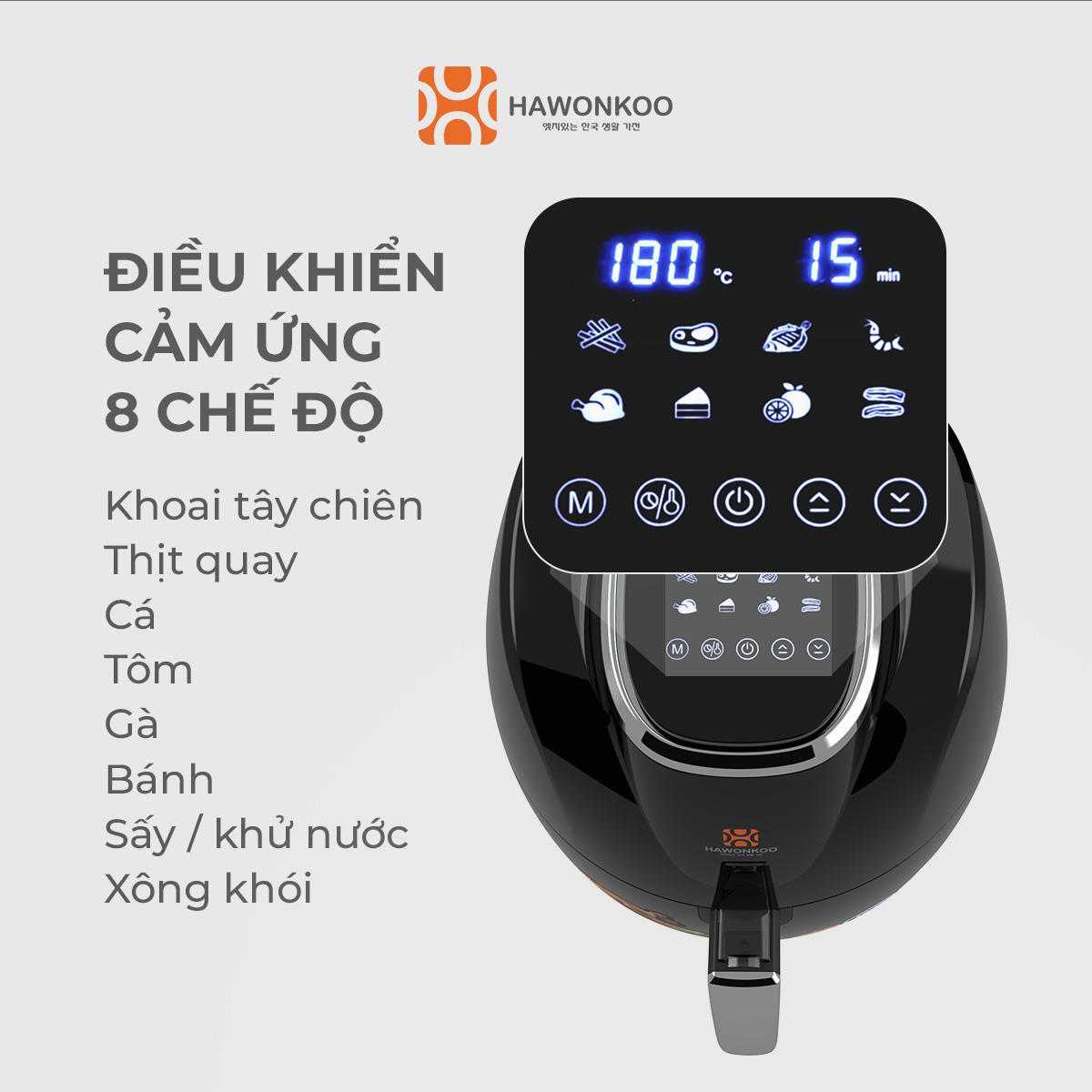 Nồi Chiên Không Dầu Điện Tử HAWONKOO AFH-045 4,5 Lít 1500W Hàng Chính Hãng Bảo Hành 12 Tháng - Thương Hiệu Hàn Quốc