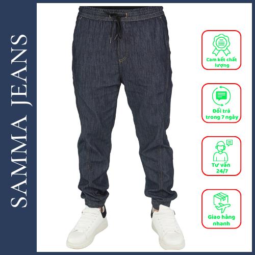 Quần jean nam cạp chun dáng suông TINH103, đủ size, chất liệu bò bền mầu, co dãn 4 chiều - thương hiệu Samma Jeans