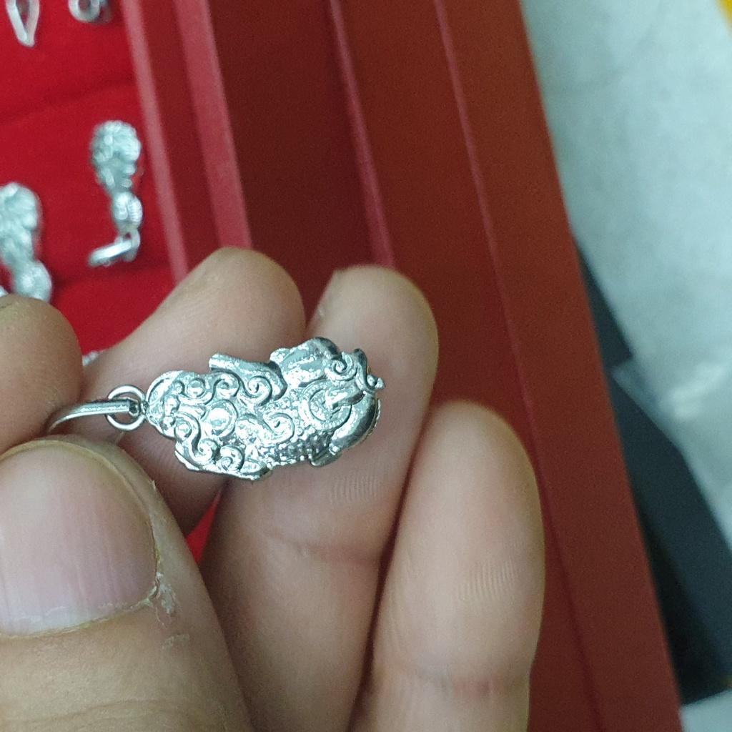 Mặt Dây Chuyền Tỳ Hưu Bạc Đúc Titanium Dùng Vĩnh Viễn- Màu sáng đẹp như vàng trắng tắm rửa