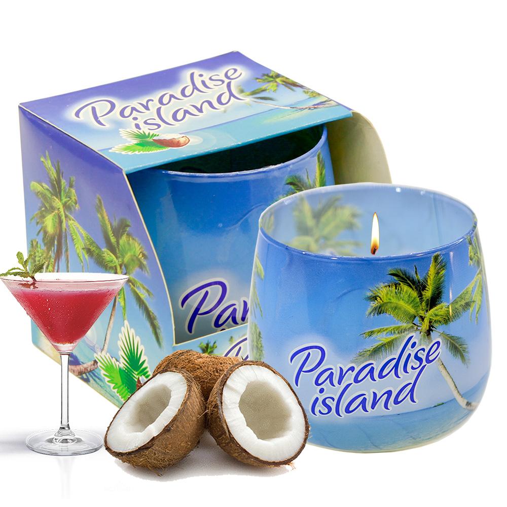 Ly nến thơm tinh dầu Bartek Paradise Island 100g QT02780 - hương gió biển, nến trang trí, thơm phòng, thư giãn, Hỗ trợ khử mùi (giao mẫu ngẫu nhiên)