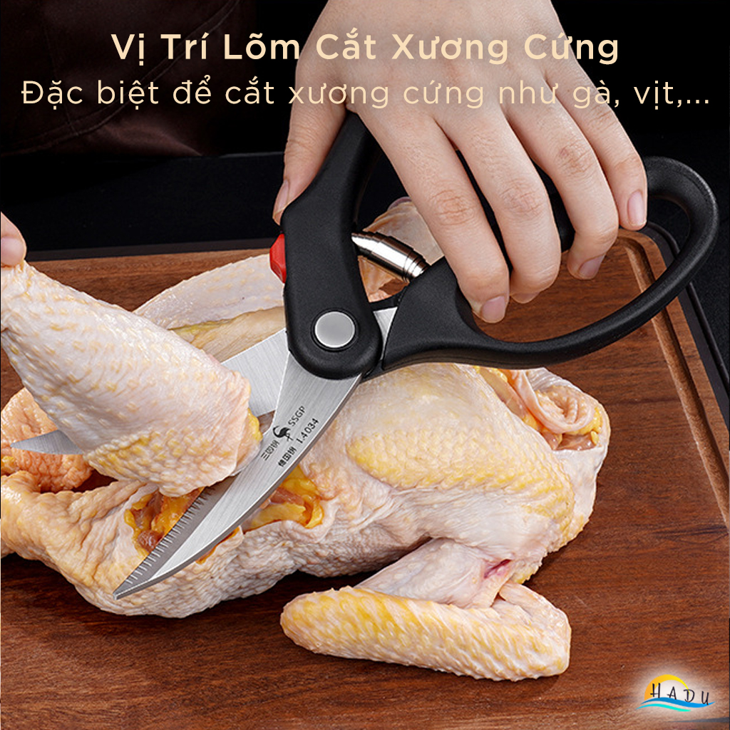 Kéo Cắt Gà Thịt Đồ Ăn Cộng Lực Inox Kiểu Nhật Bản Cao Cấp Đạt Chất Lượng LFGB Đức SSGP