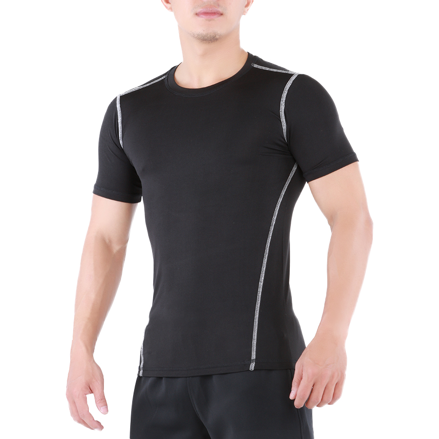 Áo Base Layer Tập Gym Nam Tay Ngắn Đen Unique