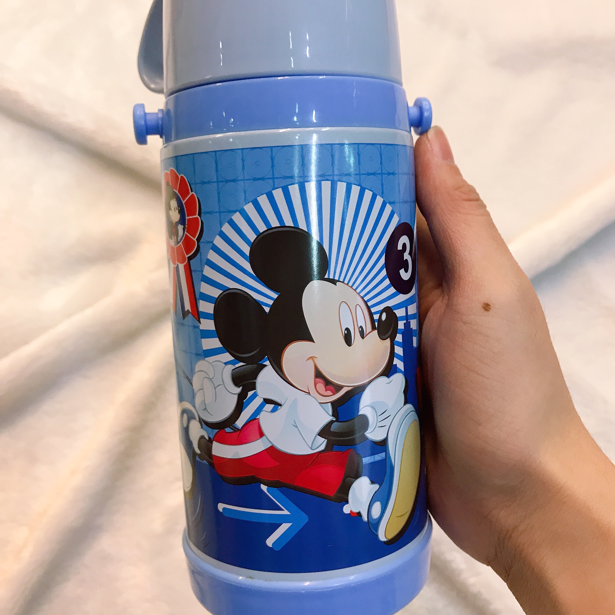 Bình nước giữ nhiệt hình chuột Mickey màu xanh cho trẻ em, các bé, học sinh - (320ml) - WD-3413MK