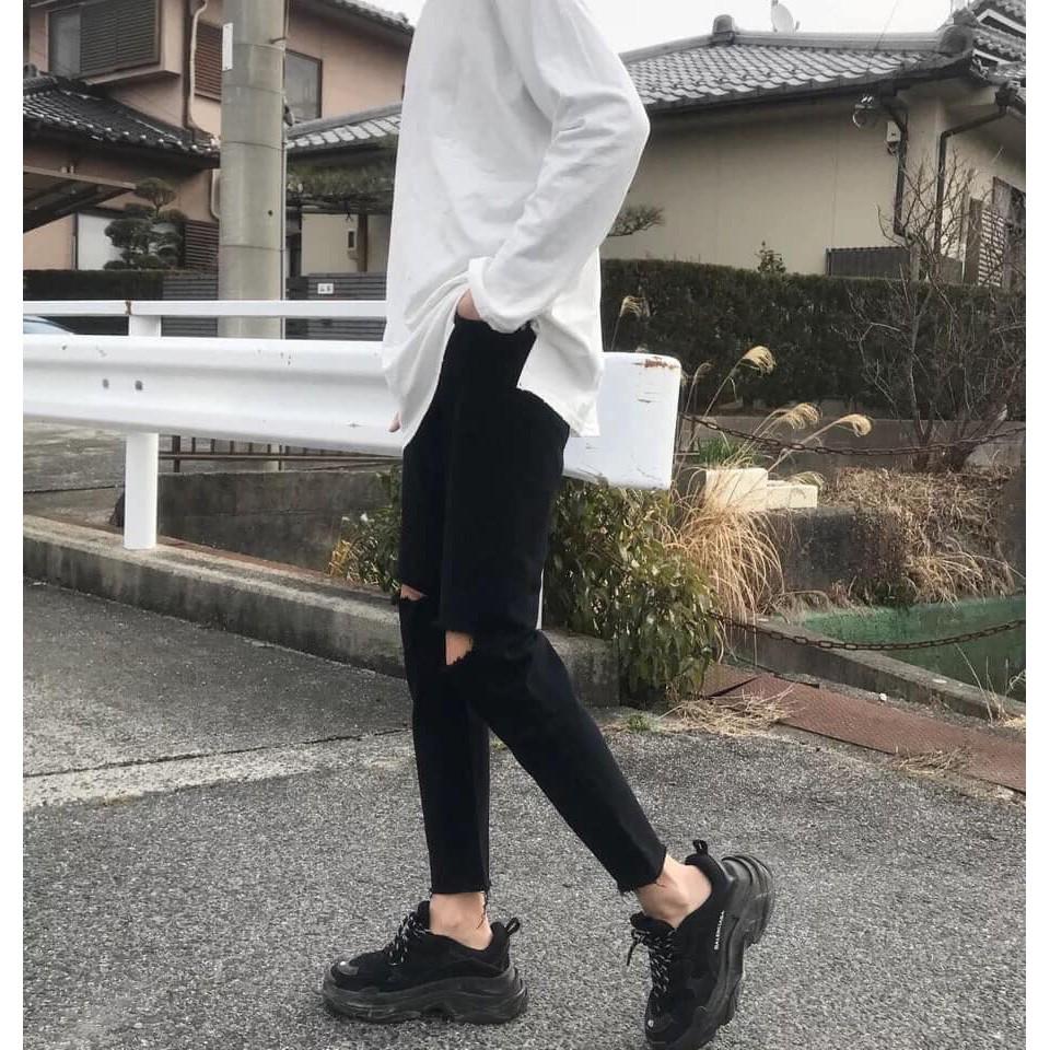 QUẦN JEAN ĐEN RÁCH GỐI