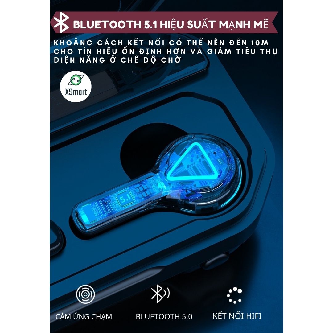 Tai nghe bluetooth không dây Chống Ồn cho điện thoại XSmart A15 PREMIUM BASS màn hình led, có mic, tương thích Nhiều Thiết Bị - Hàng Chính Hãng