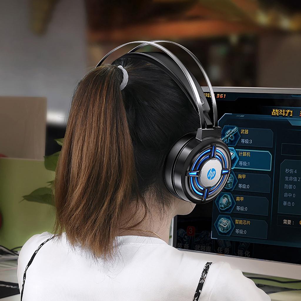 【ky】HP-H120G Wired Headphone 4D Stereo Sound Noise Reduction Breathable 3.5mm USB HiFi Headset for Playing Games