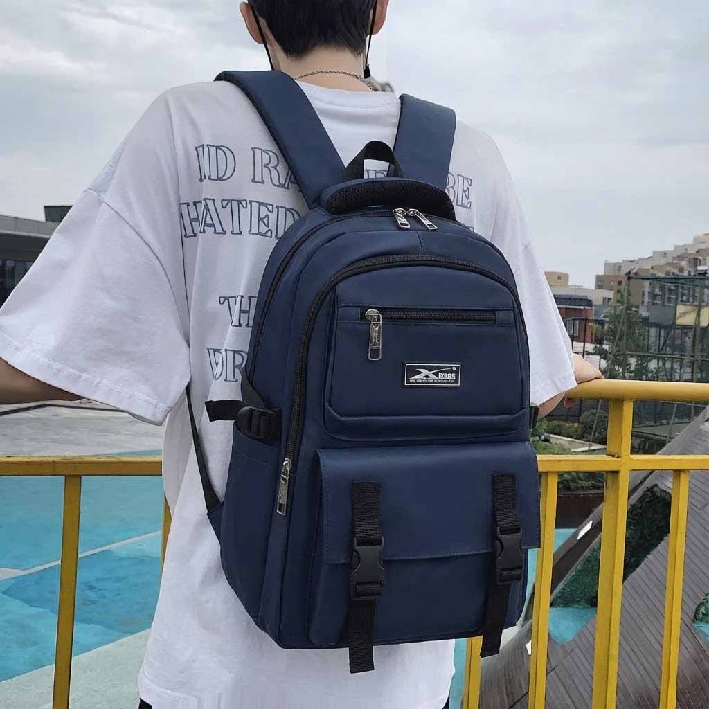 Balo học sinh chống nước cao cấp Xbags Dark Blue – Balo trung học năng động, nhiều ngăn tiện lợi, xanh đen cá tính XB3202