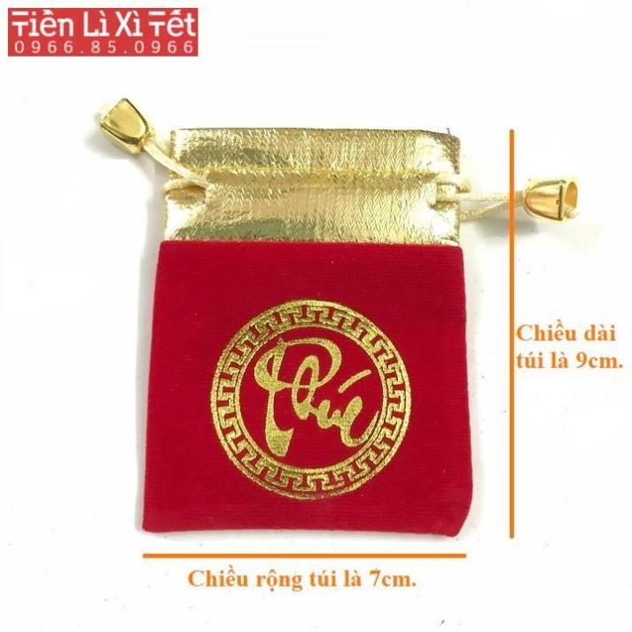 Túi gấm đỏ in chữ PHÚC / LỘC may mắn chiêu tài rước lộc, rất hợp phong thủy để lưu trữ đồ phong thủy