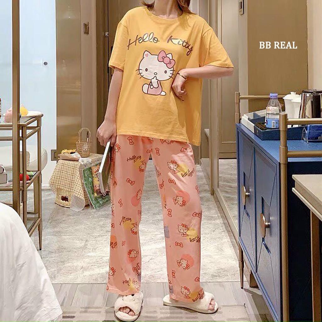 Đồ Bộ Mặc ở Nhà Bộ Đồ Ngủ Nữ Quần Dài Pijama Thun Lạnh Đẹp Freesize Từ 45-60Kg - BB REAL