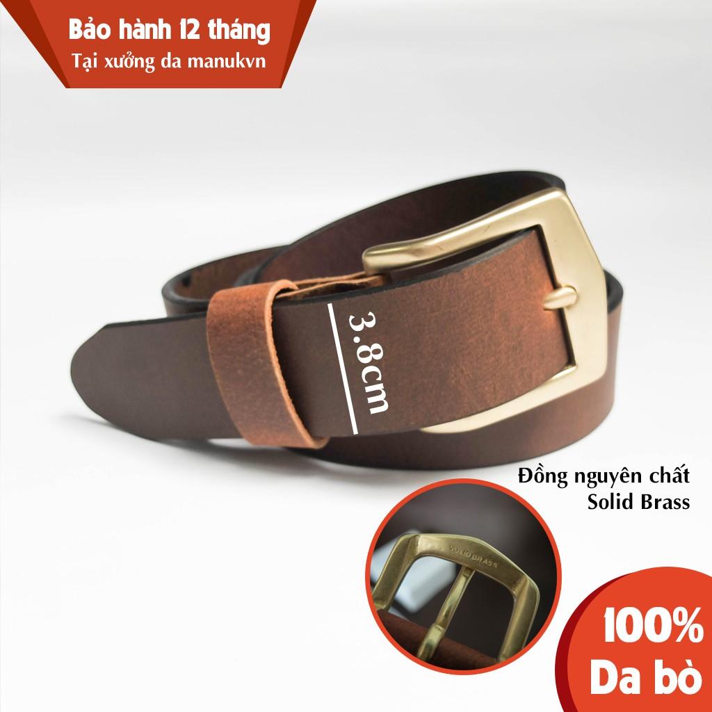 Thắt lưng nam da bò khoá đồng thau nguyên chất mã BN3S