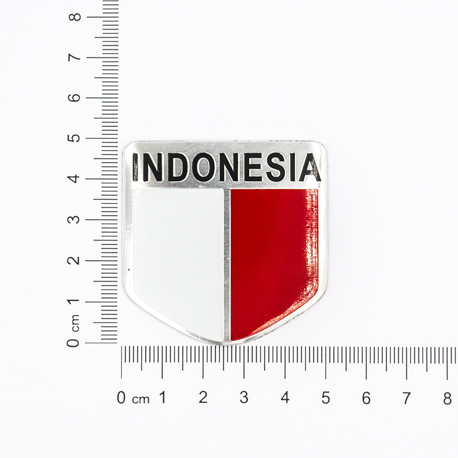 Sticker hình dán metal cờ Indonesia - Khiên 5x5cm