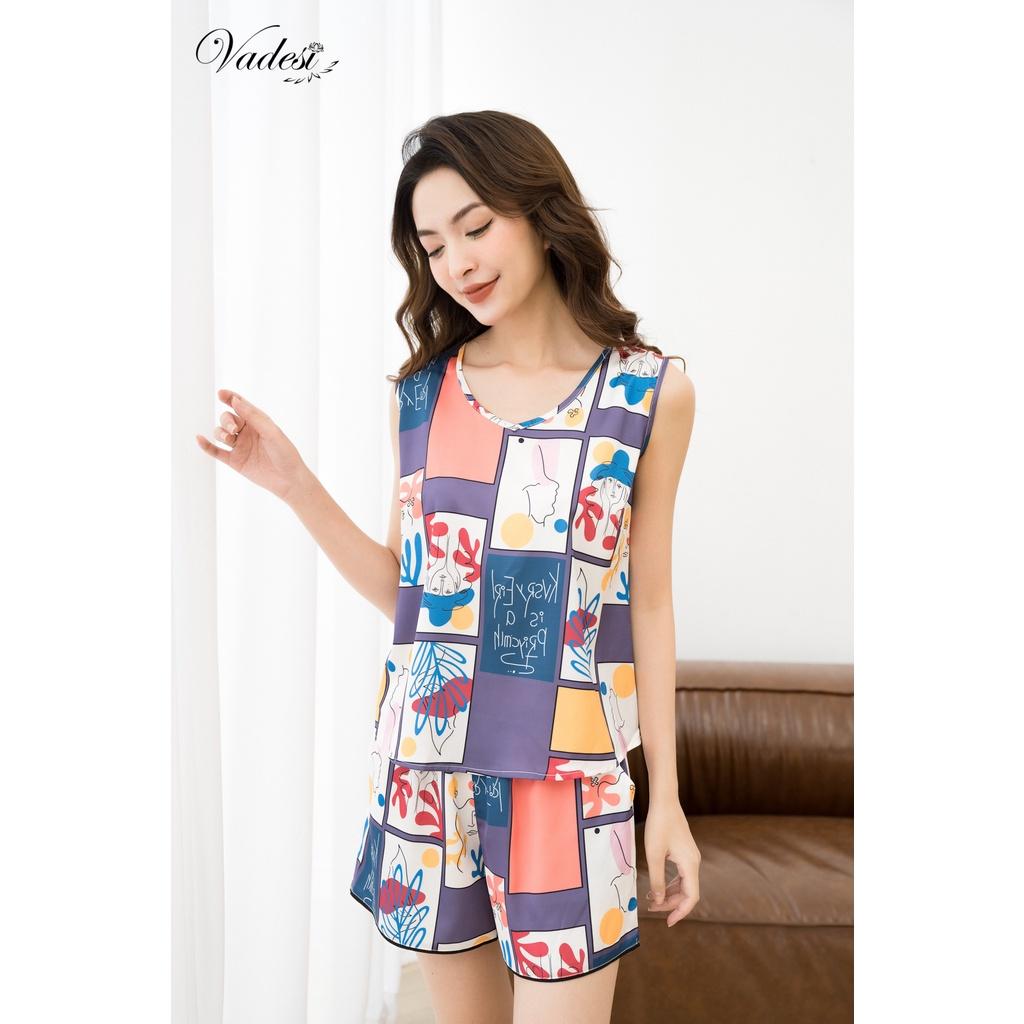 Bộ Sát Nách Lụa Cao Cấp Họa Tiết Đẹp Set Ba Lỗ Mát Mềm Mượt - Thời Trang Vadesi