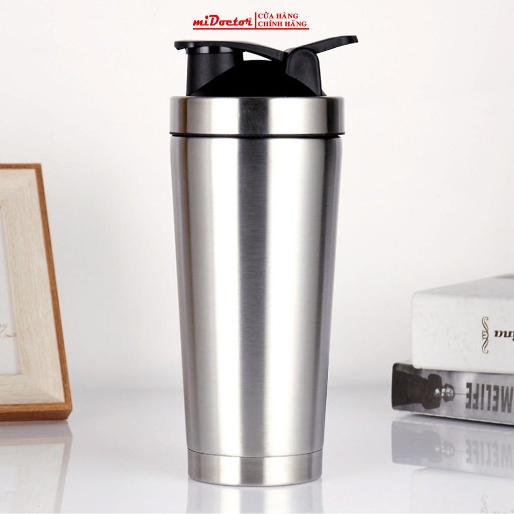 Bình Lắc Inox Tập Gym Shaker Cao Cấp Chính Hãng miDoctor 800ml – Chọn Màu Tặng Kèm Bóng Lò Xo Đánh Bột