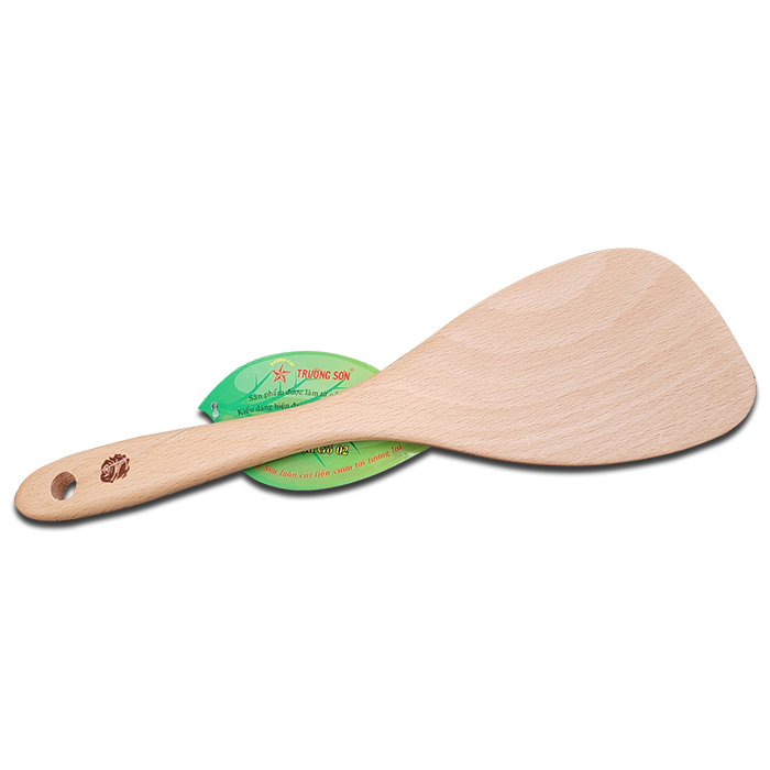Muỗng Xới Cơm Mui Xéo - Vá Sạn Gỗ 02 Xéo ( 24.5 x 7.5 cm ) - Đồ Gỗ Nhà Bếp Thương Hiệu Trường Sơn