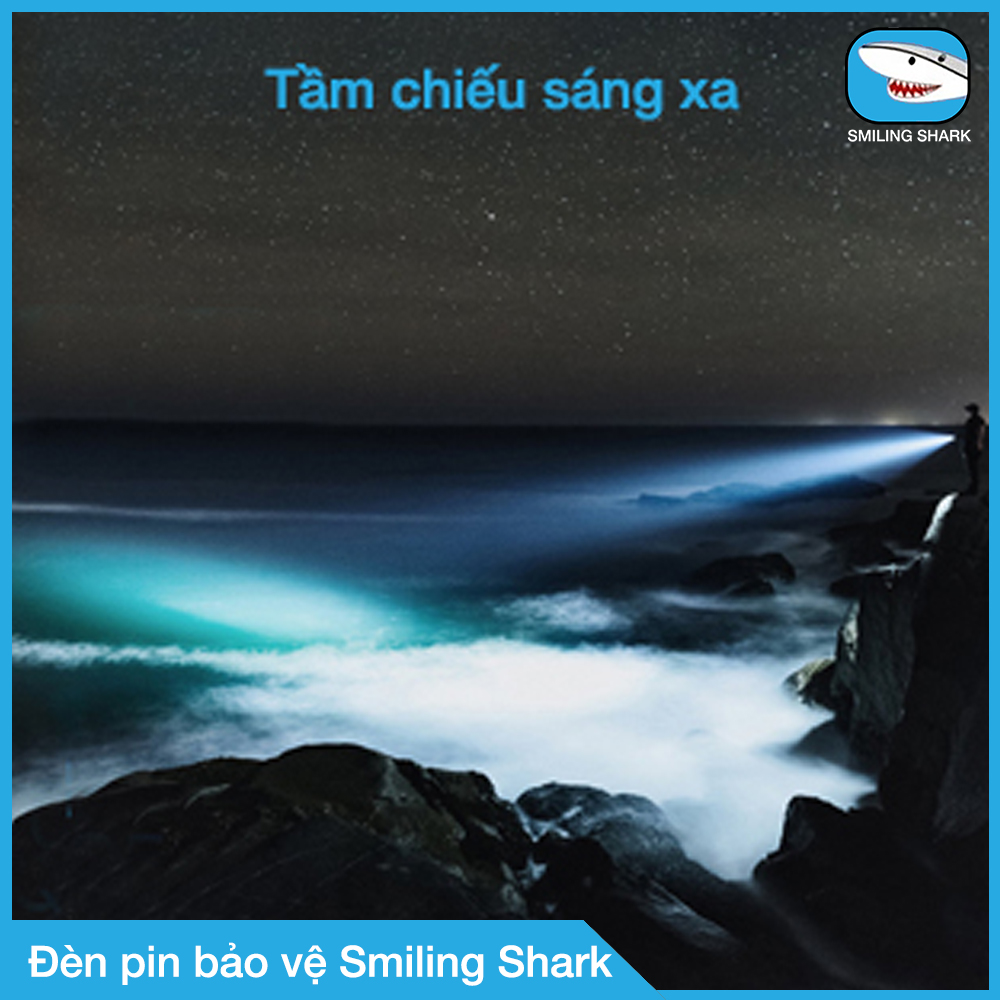 Đèn pin tự vệ siêu sáng Smiling Shark, công nghệ chiếu sáng tối tân, chất liệu hợp kim siêu cứng, chuyên dụng cho bảo vệ canh phòng, tuần tra ban đêm, chống trộm, dã ngoại, tìm kiếm cứu nạn đa dụng - Hàng chính hãng