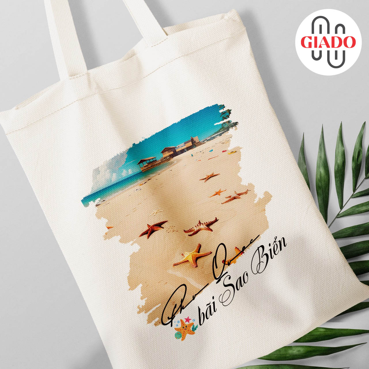Túi canvas GIADO, túi vải bố, túi tote mẫu Phú Quốc bãi sao biển