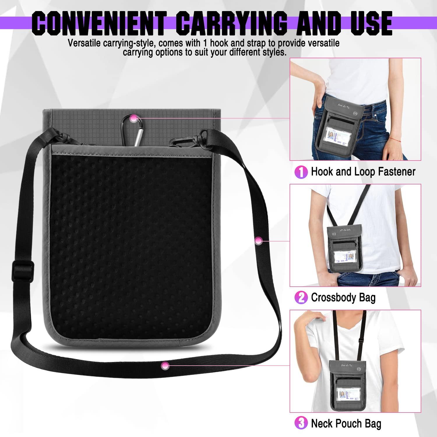 Túi đeo cổ du lịch Túi hộ chiếu chặn RFID an toàn cho nam nữ, Túi đeo cổ chống trộm chống nước Túi du lịch đựng tài liệu du lịch, điện thoại, hộ chiếu, bản đồ