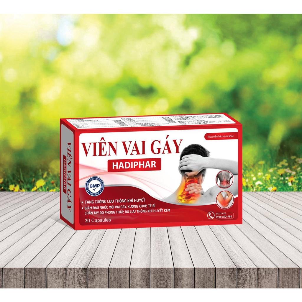 Viên Vai Gáy thảo dược Hadiphar giúp giảm đau nhức mỏi vai gáy, xương khớp, tê bì chân tay - Hộp 30 viên