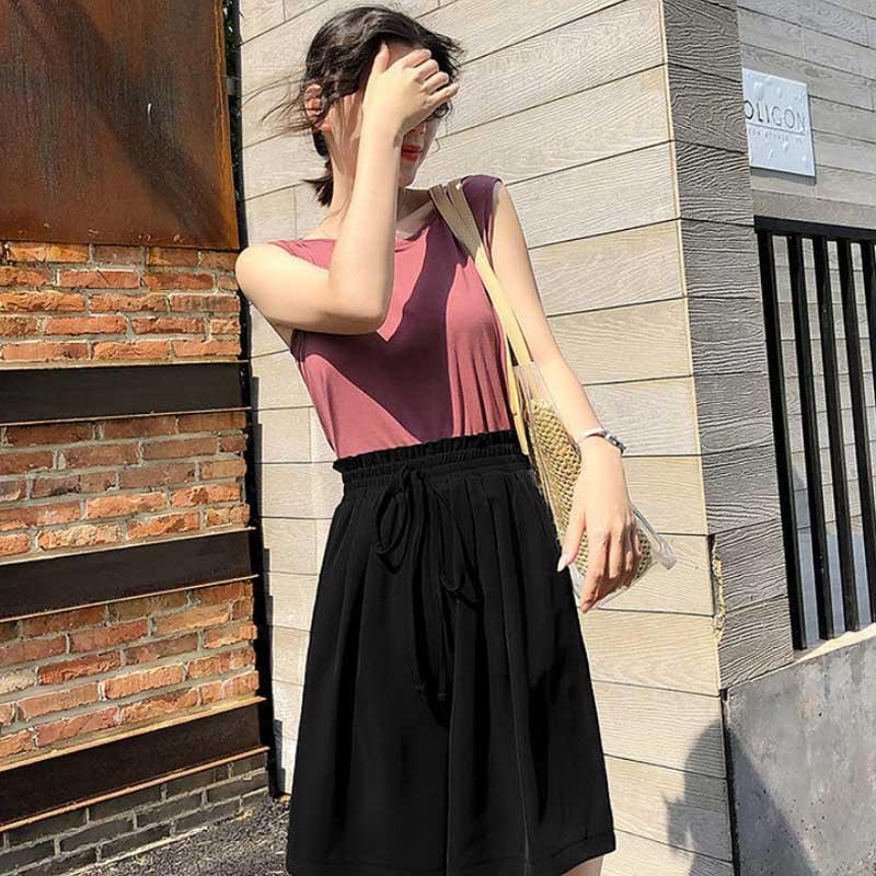 Quần Đùi Thể Thao Nữ Quần Ống Rộng Lưng Cao Quần Lửng Ống Rộng
