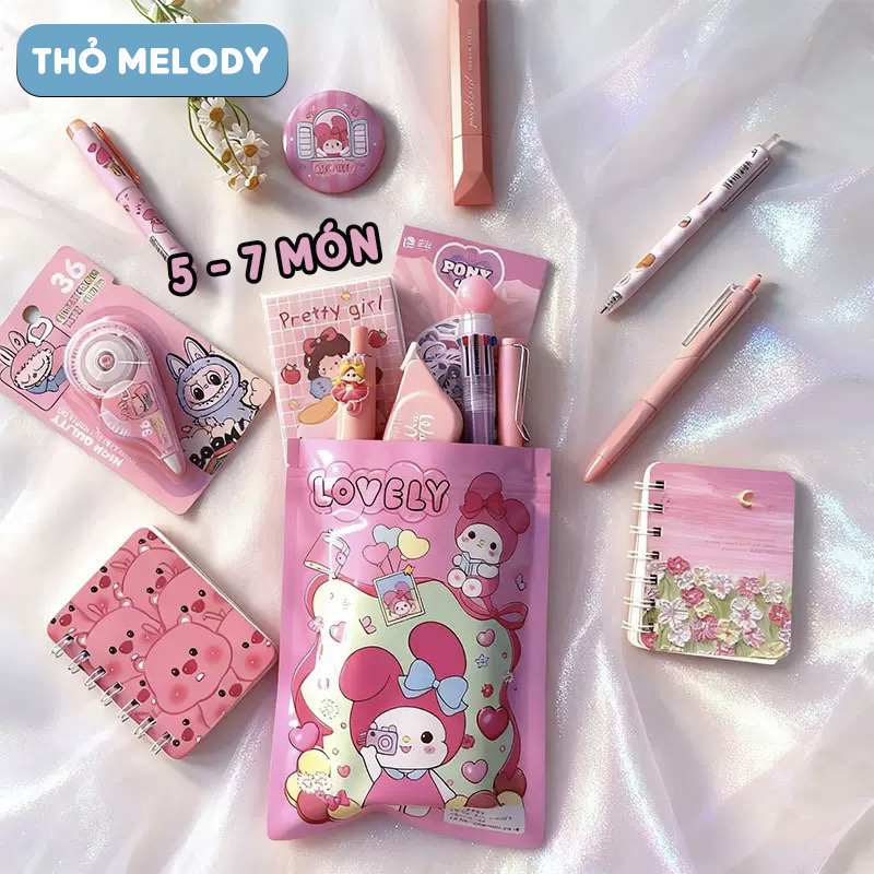 TÚI MÙ LUCKY DỤNG CỤ HỌC TẬP TỪ 5 -7 MÓN
