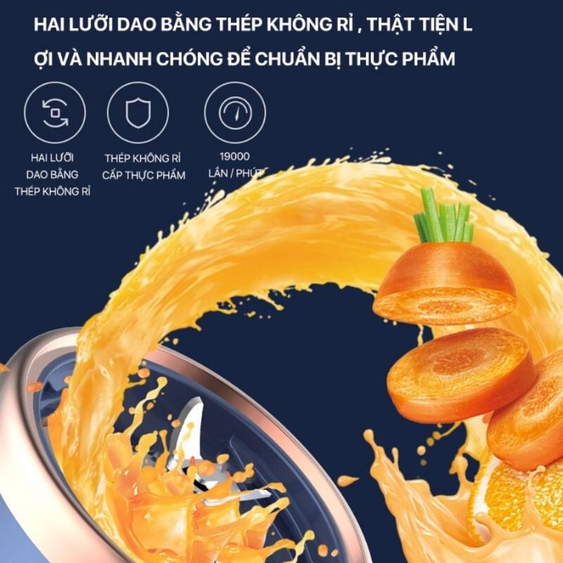 Máy Xay Sinh Tố Juicing Cup 300ML Cầm Tay 6 Lưỡi Sử Dụng Pin Sạc Cổng USB Siêu Tiện Lợi, Máy Xay Đa Năng