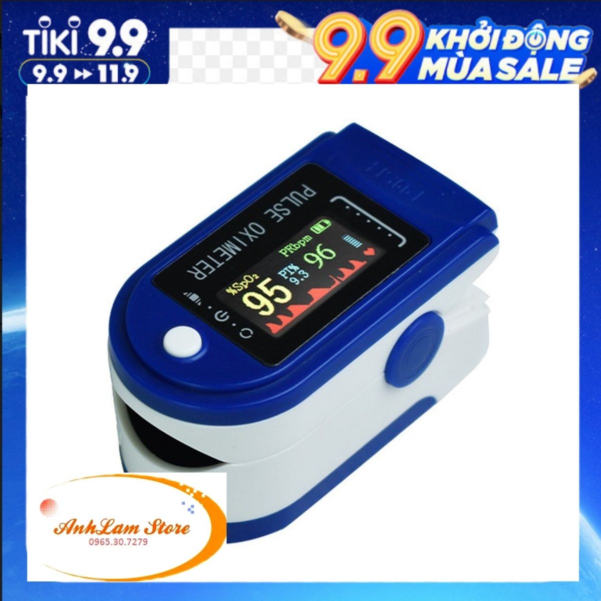 Máy đo nồng độ oxy, SpO2, nhịp tim, độ bão hòa bằng xung đầu ngón tay với màn hình LED Fingertip Clip Pulse Oximeter L-ED Display Mini SpO2 Monitor Oxygen - Anhlam Store