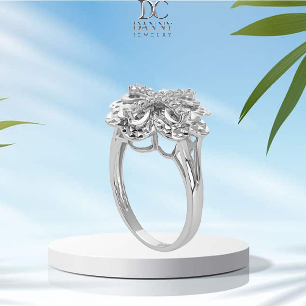 Nhẫn Nữ Danny Jewelry Bạc 925 Xi Bạch Kim Kiểu Dáng Cỏ 4 Lá May Mắn KI4GZ008
