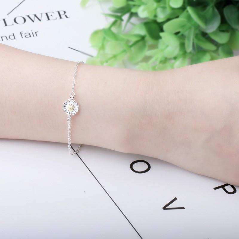 Lắc tay bạc Ý, Vòng Tay Bạc TNC JEWELLERY hoa cúc phong cách, đẹp cá tính dành cho nữ