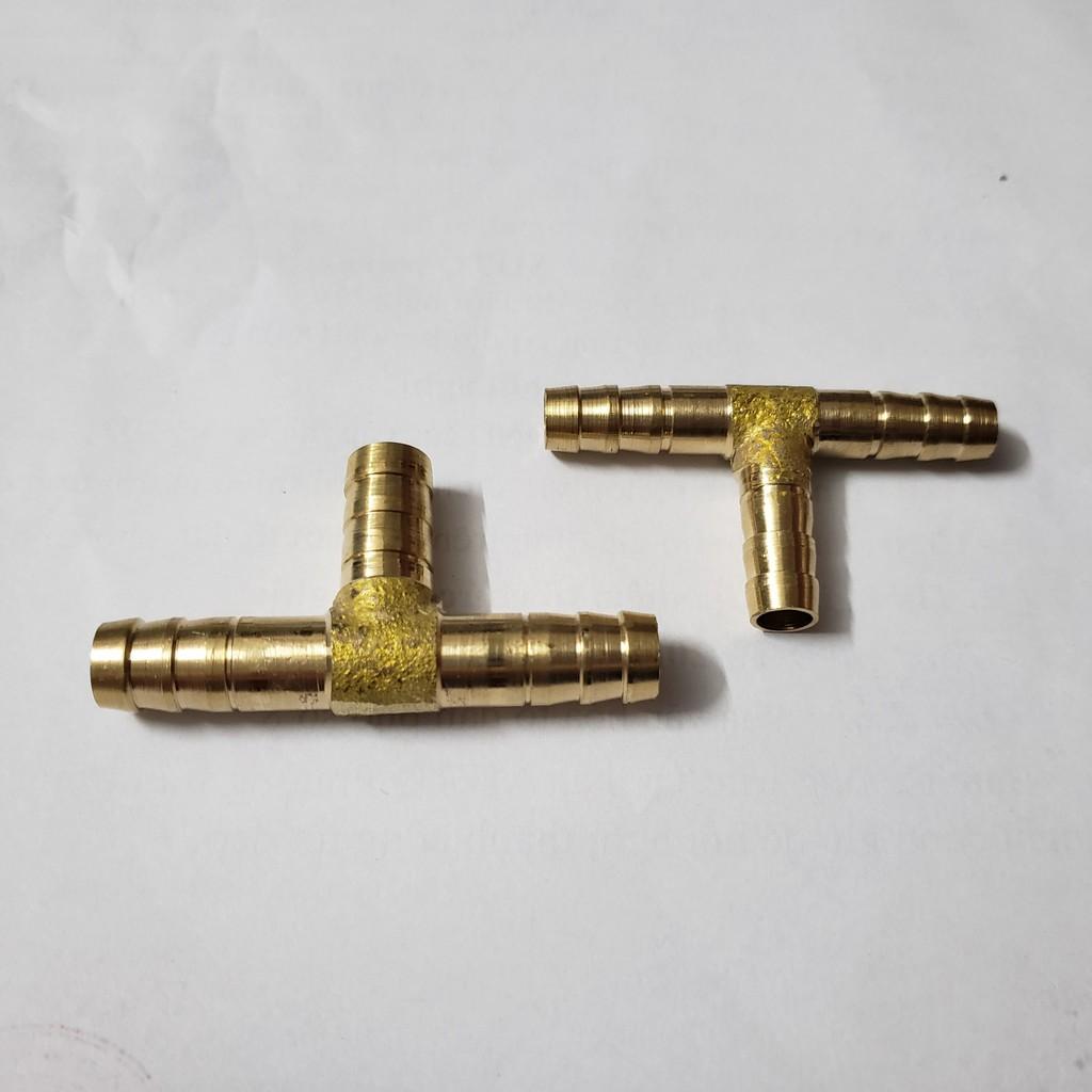 Tê đồng 8 ly, 10 mm nối dây ống mềm tặng kèm 3 đai xiết inox dùng nối ống dẫn nước, hơi, khí gas