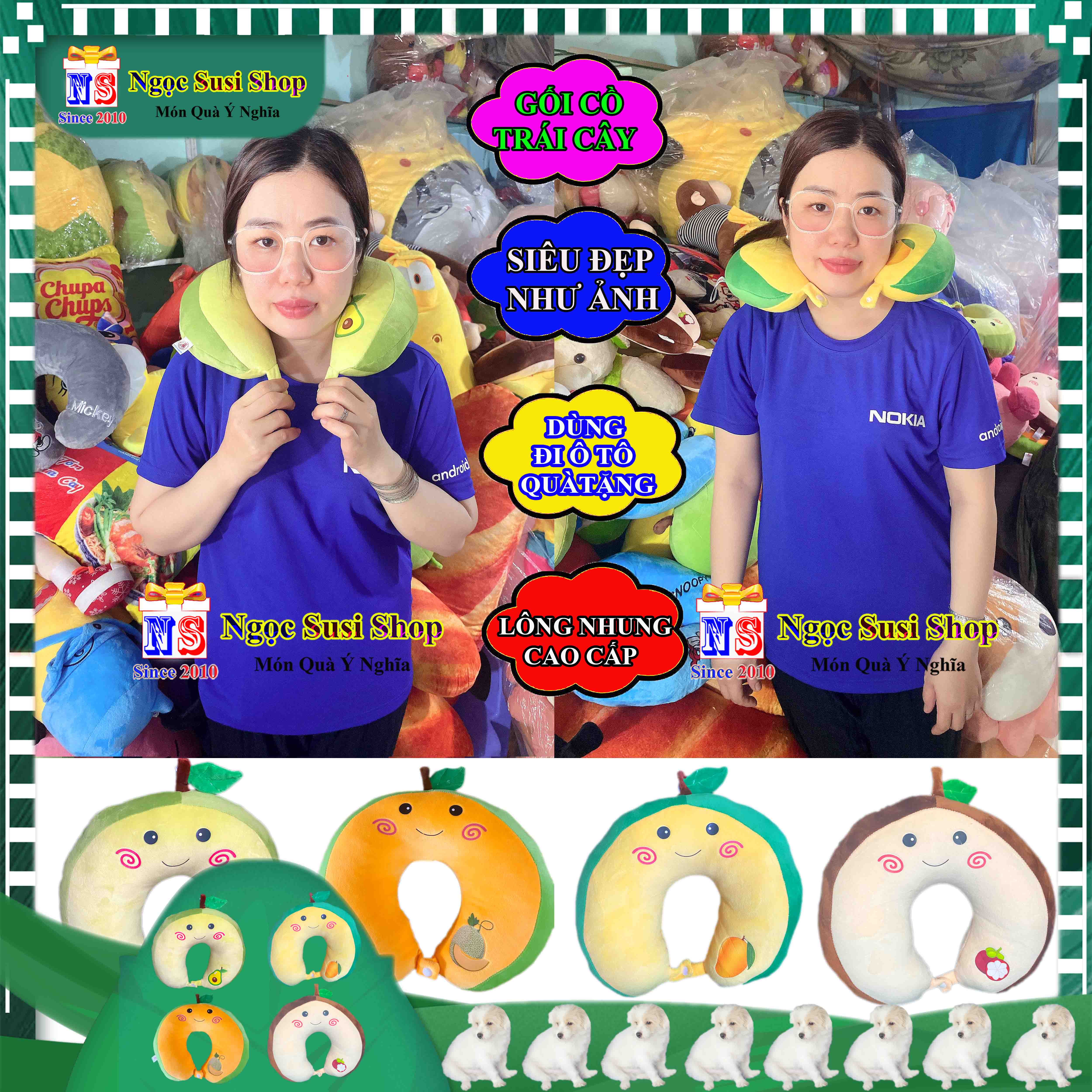 GẤU BÔNG GỐI CỔ GỐI KÊ CỔ CHỮ U HÌNH TRÁI CÂY DÙNG ĐI XE DU LỊCH CHO ĐỠ MỎI CỔ - GAIO NGẪU NHIÊN MẪU