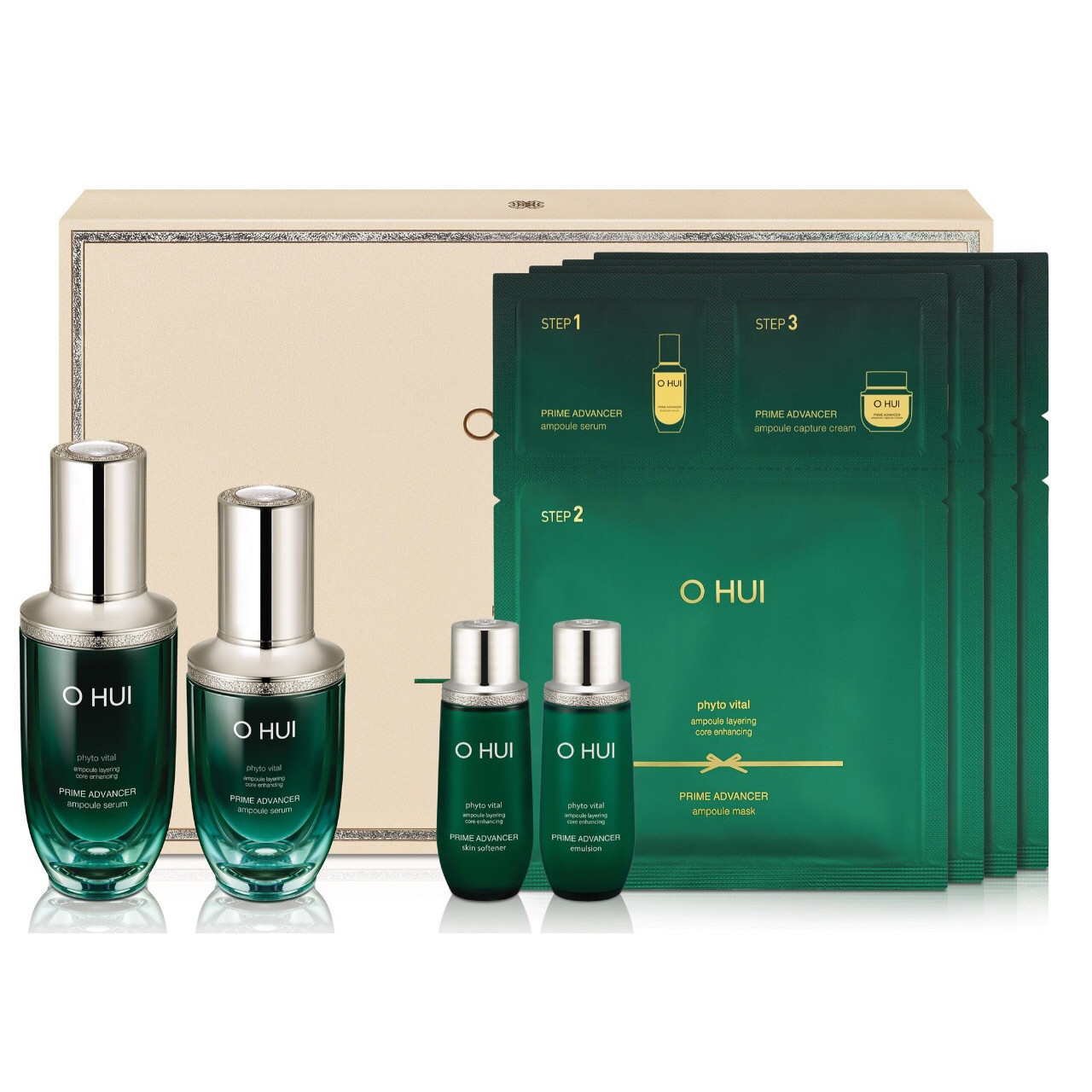 Bộ đôi tinh chất củng cố cốt lõi ngăn lão hóa OHUI Prime Advancer Ampoule Serum set