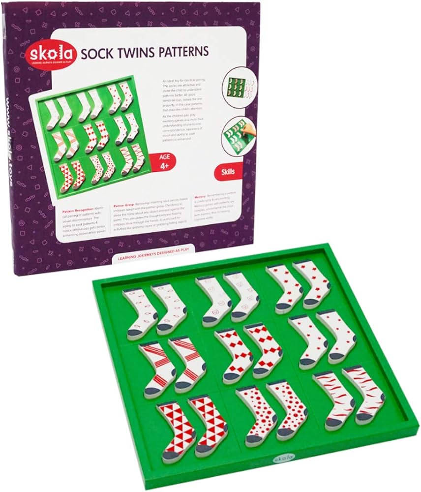 [SK 030 - Mota Montessori] - Đồ chơi trí tuệ cho bé Sock Twins Patterns   (Ghép họa tiết đôi vớ/ tất) - Hàng chính hãng