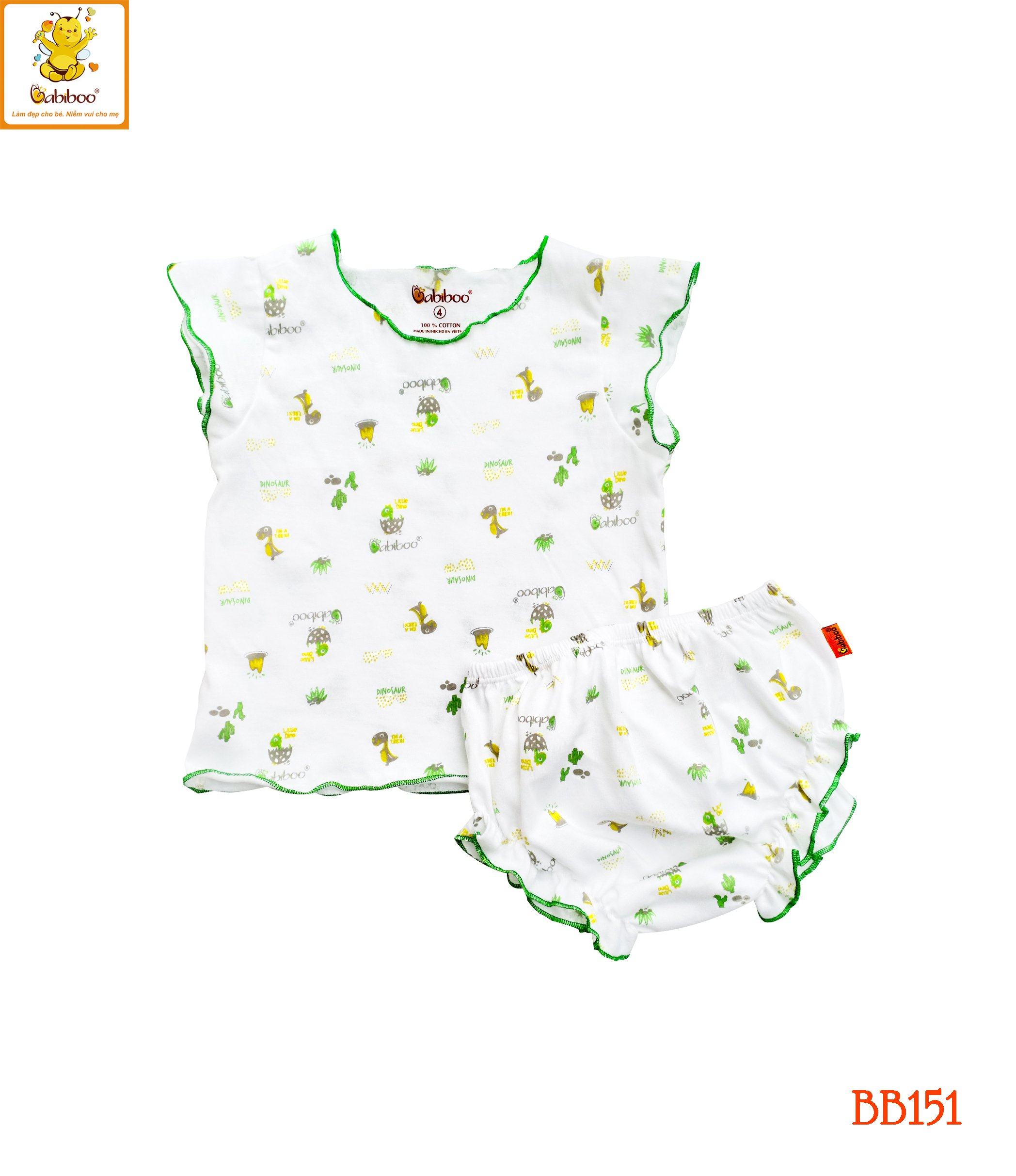 Đồ bộ cho bé gái Babiboo vải cotton mịn màng, họa tiết xinh xắn- BB151