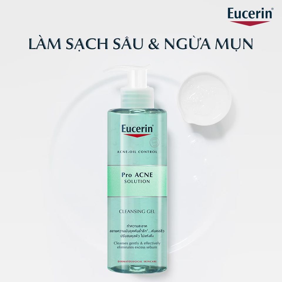 Gel rửa mặt giảm mụn loại bỏ nhờn Eucerin Pro Acne Solution Cleansing Gel