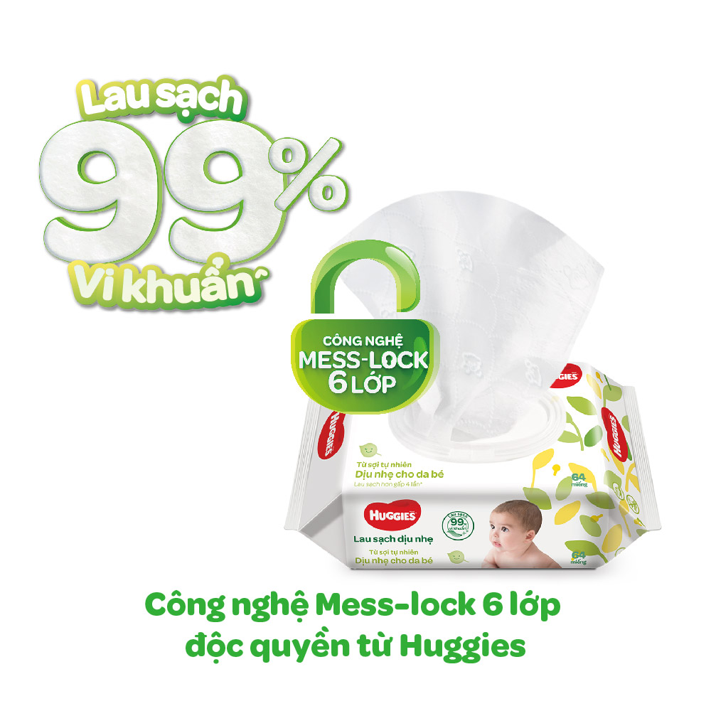 Combo 12 Gói Khăn Ướt Huggies Cacao và Bơ Hạt Mỡ (72 Miếng/ Gói)