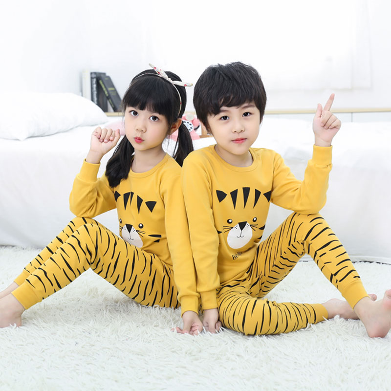 Bộ mặc ở nhà dài tay in hình hổ vằn ngộ nghĩnh cho bé trai và bé gái