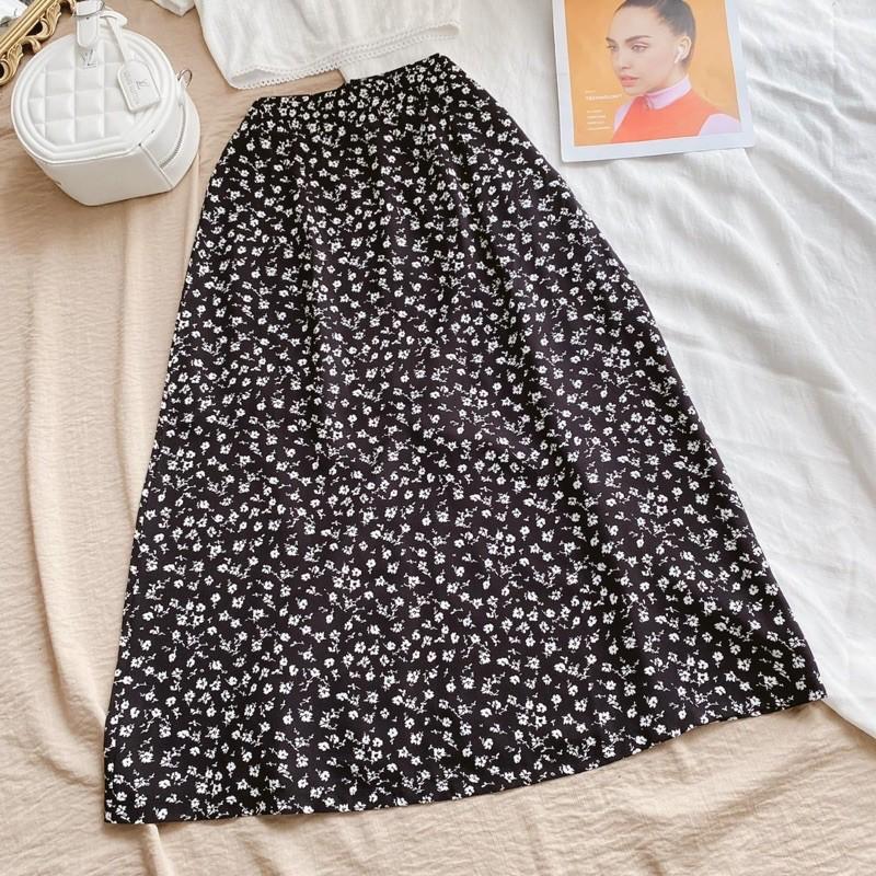 Set Áo Croptop Trắng Thêu Nổi + Chân Váy Midi Hoa - Kèm Ảnh Thật
