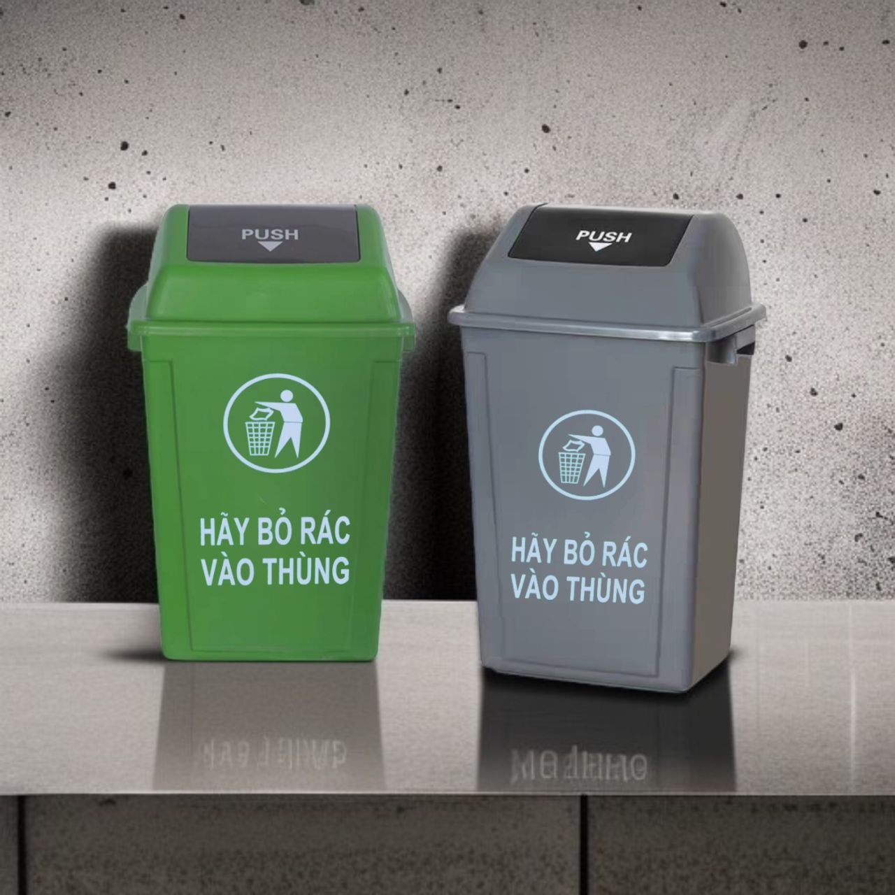 Thùng Rác nắp lật 60L nhựa HDPE cao cấp – Thùng rác lật công nghiệp 60L bền bỉ, chịu lực tốt, chống va đập và ăn mòn hóa chất