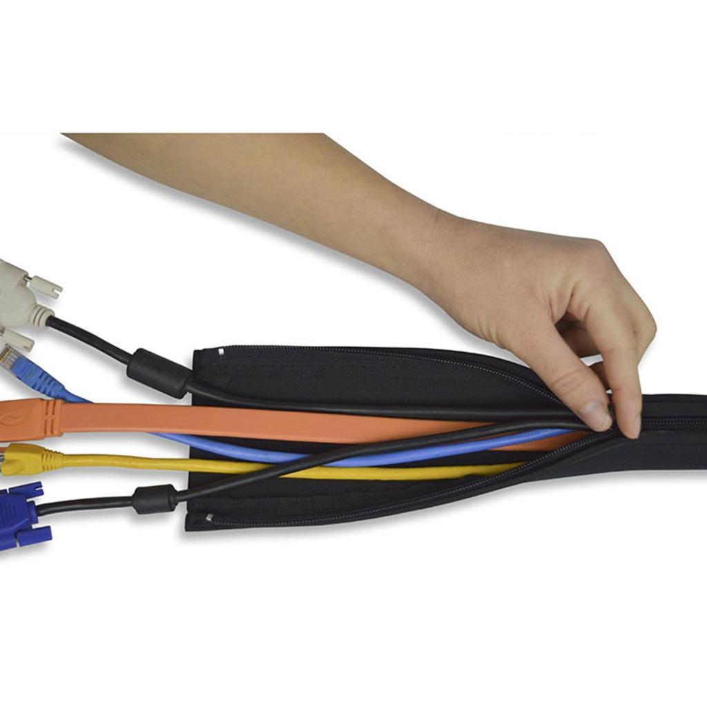 Cable Management Sleeve ,8Pieces 49cm Cable Management Neoprene Cord Cover Sleeve with Zipper ,Cable Cord Wire Cover Hider Sleeves Organizer for PC,TV, Speaker, Home Theater