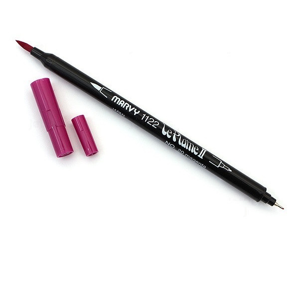 Bút lông hai đầu màu nước Marvy LePlume II 1122 - Brush/ Extra fine tip - Magenta (20)