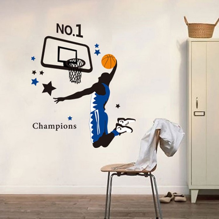 Decal dán tường bóng rổ Champions