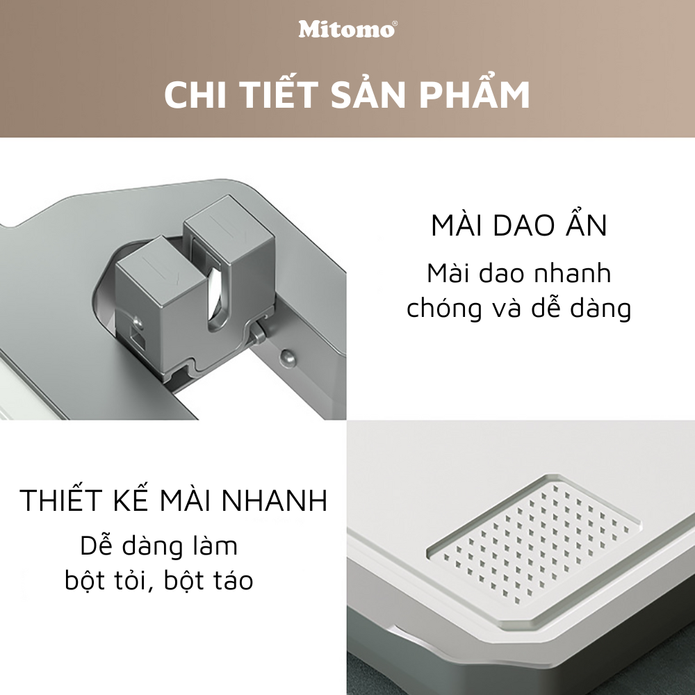 Thớt hai mặt kháng khuẩn inox 304 cao cấp, nhựa lúa mạch Mitomo MT-304PP Hàng chính hãng