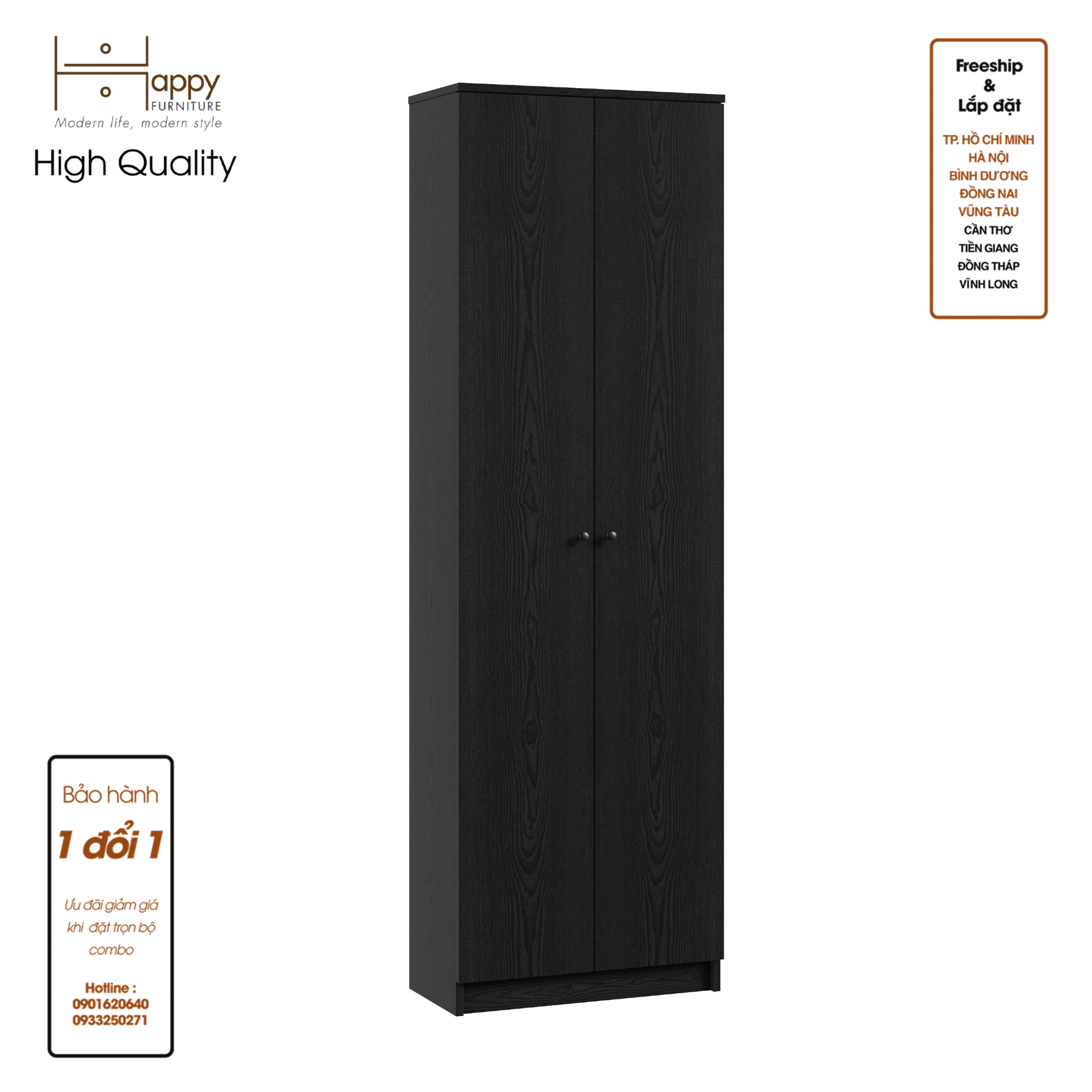 CATY, kệ sách 6 tầng - 2 cửa mở, 60cm x 30cm x 189cm , KSA_004