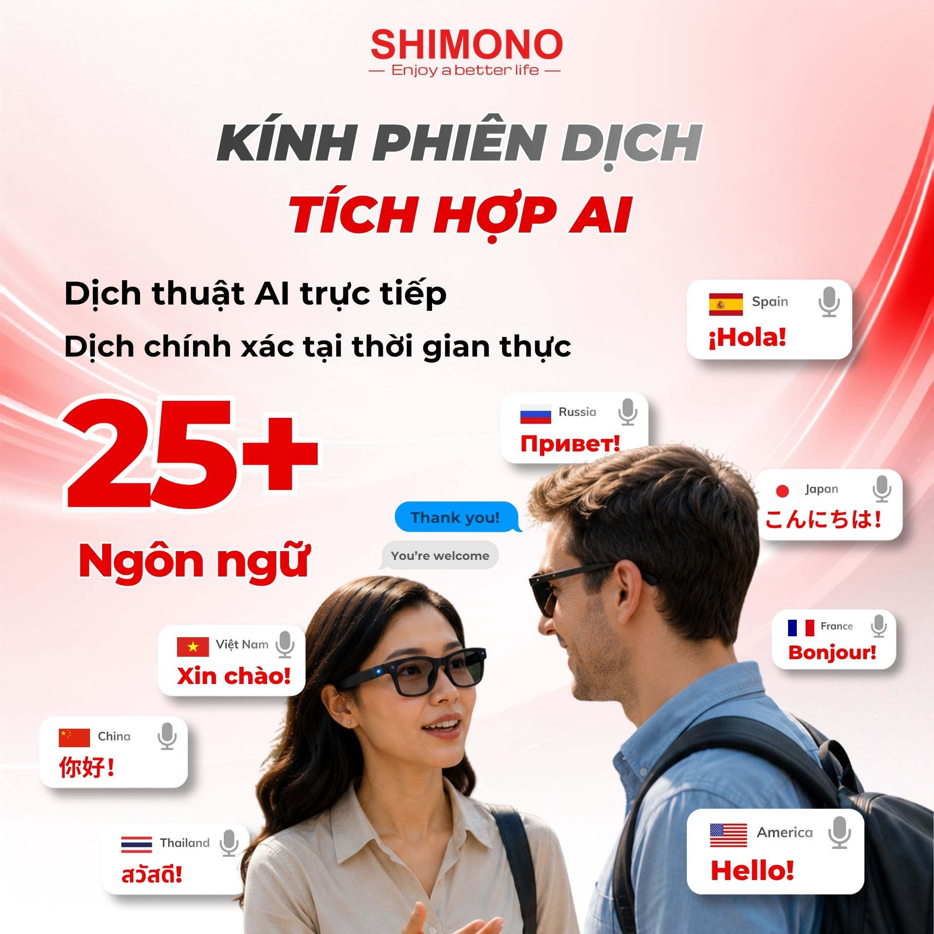 Kính Thông Minh AI Dịch Thuật SHIMONO AIMB-S2 Max Trợ lý AI, Bluetooth Đàm Thoại, Camera 5MP Sắc Nét Hàng Chính Hãng